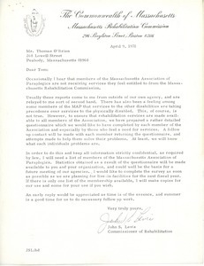 Letter from John Levis to Thomas O'Brien