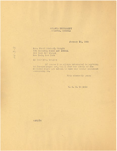 Letter from W. E. B. Du Bois to National Negro Art School