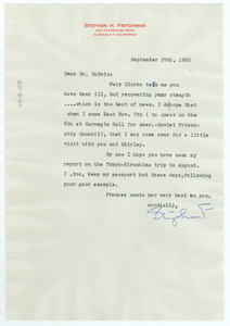 Letter from Stephen H. Fritchman to W. E. B. Du Bois