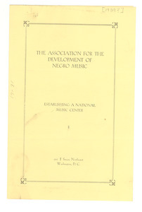 Pamphlet for the Association for the Developement of Negro Music