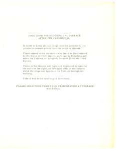 Directions for reaching the terrace after the ceremonial
