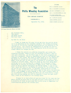Letter from Phillis Wheatley Association to W. E. B. Du Bois