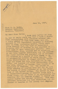 Letter from W.E.B. Du Bois to J. E. Davis