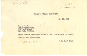 Telegram from W. E. B. Du Bois to Phelps-Stokes Fund