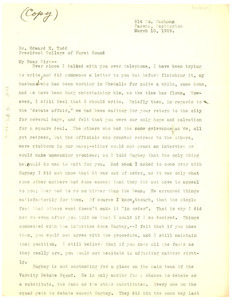 Letter from Mrs. Oscar Arnette to Dr. Edward H. Todd