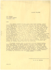 Letter from W. E. B. Du Bois to the editor of the Chicago Daily Worker