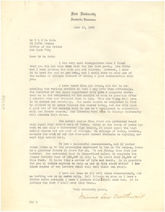 Letter from Fisk University to W. E. B. Du Bois