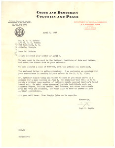 Letter from Hugh H. Smythe to W. E. B. Du Bois