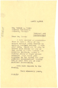 Letter from W. E. B. Du Bois to George A. Towns