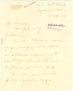 Letter from Adele D. Richmond to the Crisis