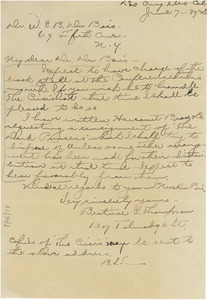 Letter from Beatrice S. Thompson to W. E. B. Du Bois