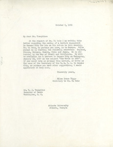 Letter from Ellen Irene Diggs to W. J. Thompkins