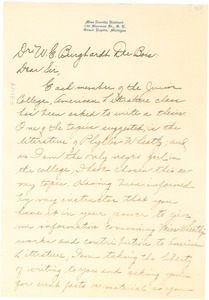 Letter from Dorothe Hubbard to W. E. B. Du Bois