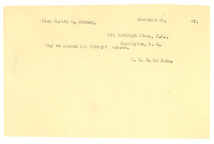 Telegram from W. E. B. Du Bois to Marita O. Bonner - Digital Commonwealth