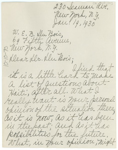 Letter from La Nacion to W. E. B. Du Bois