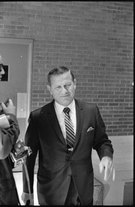 Governor Volpe and Elliot Richardson at Boston University: John Volpe walking up stairs