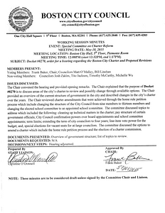 Special Committee on Charter Reform hearing minutes, May 18, 2015