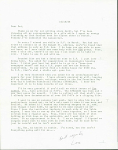 Letter from Lou Sullivan to Bet Power (October 18, 1988)