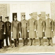 Firefighters in front of station at Park Circle