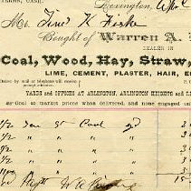 receipt for goods purchases from Warren. A. Peirce