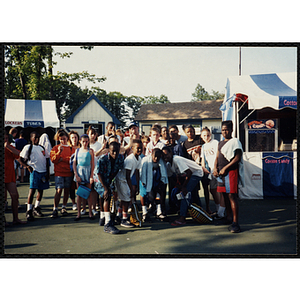 A group of youth gather during a Tri-Club field trip to Water Country water park