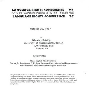 Program descriptions and schedule for the Language Rights Conference 1997