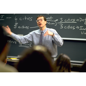 A professor instructing a class