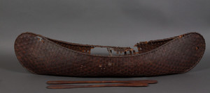Woven Canoe with Wood Paddles