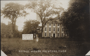 Exterior view of the east facade, Royall House, Medford, Mass., undated