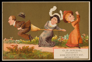 Trade card for O.F. Nudd, stationer, 108 Court Street, Boston, Mass., undated