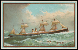 Trade card for the White Star Line, mail steamers, location unknown, undated