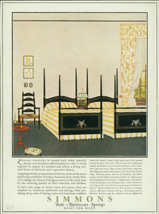 Advertisement for Simmons beds, mattresses, springs, The Simmons Company, 1347 S. Michigan Avenue, Chicago, Illinois, November 15, 1923
