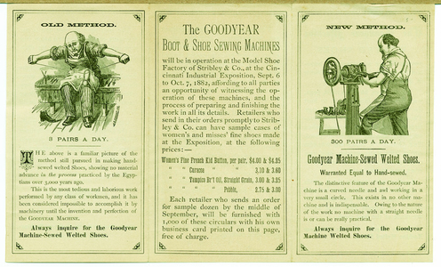 Pamphlet for the Goodyear Boot & Shoe Sewing Machines, location unknown, 1882