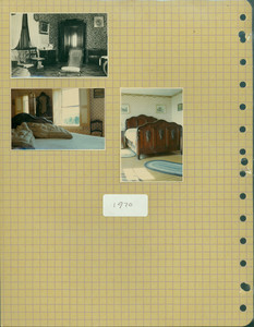 Tucker Family photograph album, interior views, bedroom, page thirty-four, Wiscasset, Maine, 1890-1970