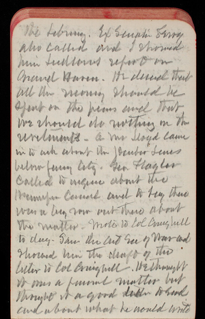 Thomas Lincoln Casey Notebook, May 1891-September 1891, 51, the Library. Ex Senator Perry