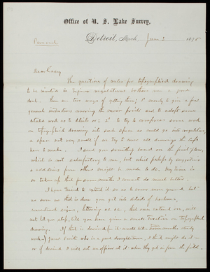 [Cyrus] B. Cormstock to Thomas Lincoln Casey, June 3, 1875