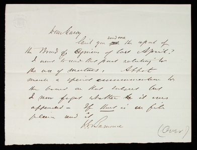 [John G.] Barnard to Thomas Lincoln Casey, March 22, 1870