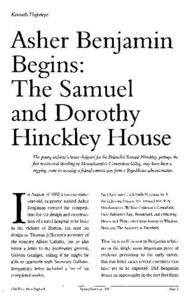 Asher Benjamin Begins : The Samuel and Dorothy Hinckley House
