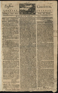 The Boston-Gazette, and Country Journal, 21 October 1765 (includes supplement)