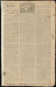 The Boston-Gazette, and Country Journal, 11 August 1766 (includes supplement)