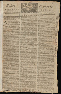 The Boston-Gazette, and Country Journal, 21 November 1768