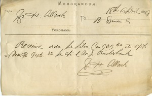 S. H. Allorch memorandum to Benjamin Smith Lyman