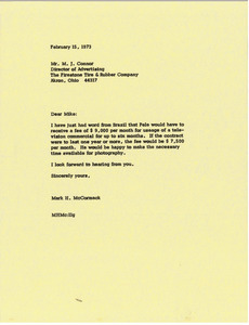 Letter from Mark H. McCormack to M. J. Connor