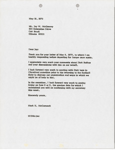 Letter from Mark H. McCormack to Jay W. McGreevy