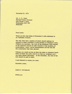 Letter from Mark H. McCormack to L. D. Rowe