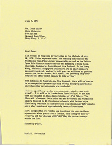 Letter from Mark H. McCormack to Gene Talley