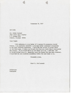 Letter from Mark H. McCormack to Coca-Cola Company