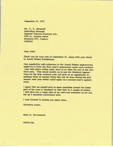 Letter from Mark H. McCormack to Cliff Minshull