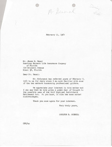 Letter from Carlton B. Schnell to James G. Ranni