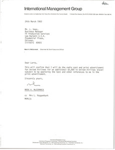 Letter from Mark H. McCormack to Larry Unes